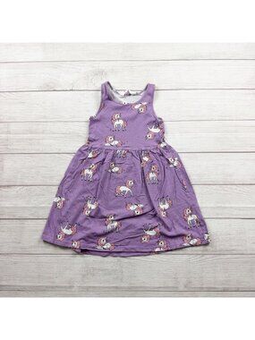 H&M Girls Purple Unicorn Print Sleeveless Dress 6-8